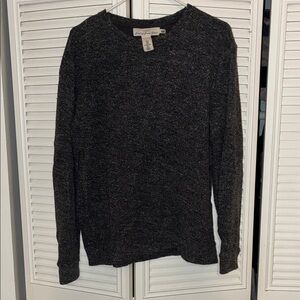 Black Heathered Crewneck Sweater - Casual Knit